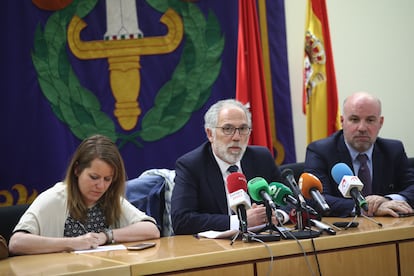 Antonio Viejo, en mayo de 2018, durante una rueda de prensa por una protesta de jueces cuando era decano de los juzgados de Plaza de Castilla (Madrid).