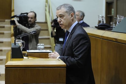 El lehendakari, Iñigo Urkullu, el pasado 22 de febrero en el Parlamento Vasco.