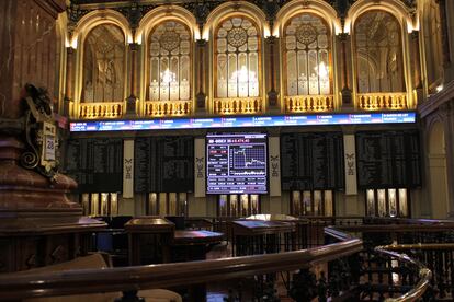 Patio de operaciones de la Bolsa de Madrid.