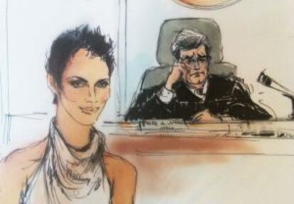 Dibujo de Halle Berry durante el juicio para trasladar a su hija a Francia.