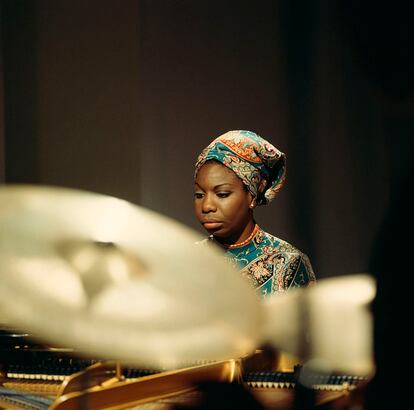 Nina Simone, durante una grabación de un programa para la BBC.