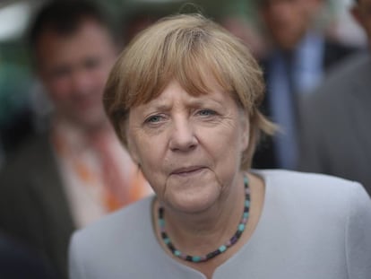 La canciller alemana Angela Merkel, durante un acto de campa&ntilde;a en Boldekow (Alemania), el 18 de agosto.