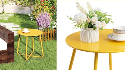 La mesa auxiliar exterior práctica y con estilo.