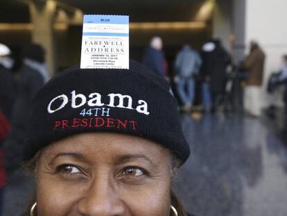 Sheryl Harvey, no local do discurso de despedida de Obama em Chicago.