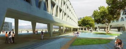 Maqueta del futuro colegio del arquitecto Grüntuch Ernst.