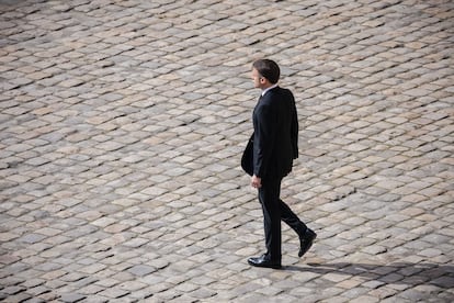 Macron, en el Palacio de los Inválidos de París en 2024.