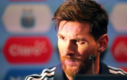 Messi, en rueda de prensa antes del Argentina-Chile.