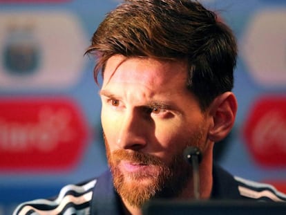 Messi, en rueda de prensa antes del Argentina-Chile.