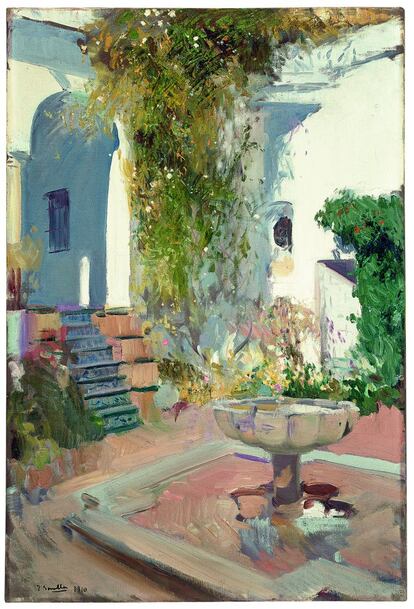 Rincón del Grutesco del Alcázar de Sevilla, 1910  Óleo sobre lienzo, 95 x 63,5 cm  Madrid, Museo Sorolla [inv. 852]  BPS 2542