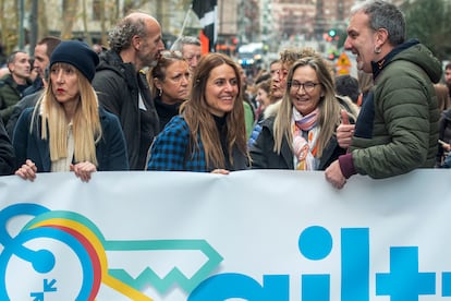 Itziar Ituño participó en la manifestación de Bilbao, convocada por Sare, la organización de apoyo a los presos de ETA, el 13 de enero de 2024.