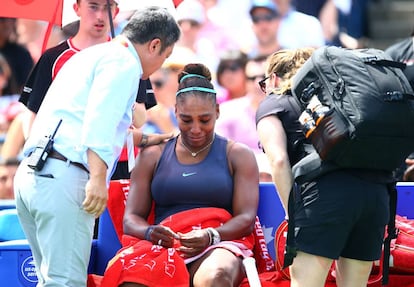 Serena Williams después de retirarse en la final de Toronto el pasado 11 de agosto