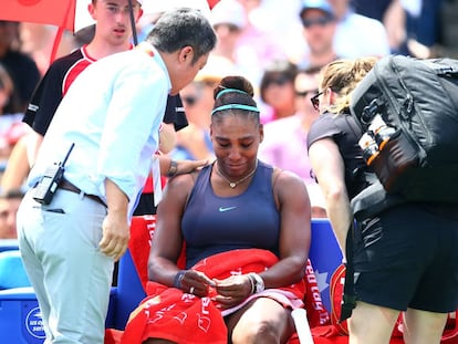 Serena Williams después de retirarse en la final de Toronto el pasado 11 de agosto