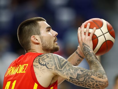 Juancho Hernangomez durante un partido con España en los Juegos Olímpicos de Tokyo, en 2021.