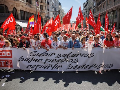 Manifestación por el Día Internacional de los Trabajadores en Madrid.