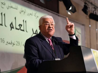 El presidente palestino, en la apertura del congreso de Fatah en Ramala.