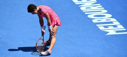 Carla Su&aacute;rez, durante el partido contra Radwanska.