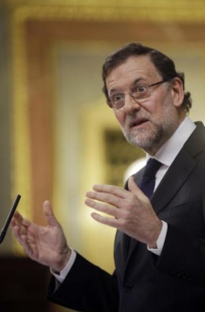 Spain's Prime Minister Mariano Rajoy speaks in Congress on Wednesday.