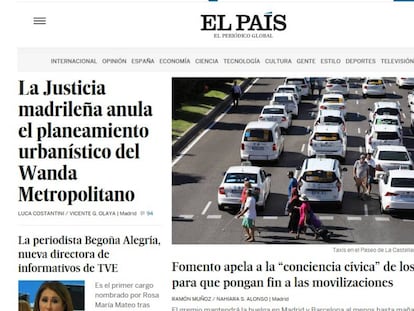 Página web de EL PAÍS el 31 de julio. 