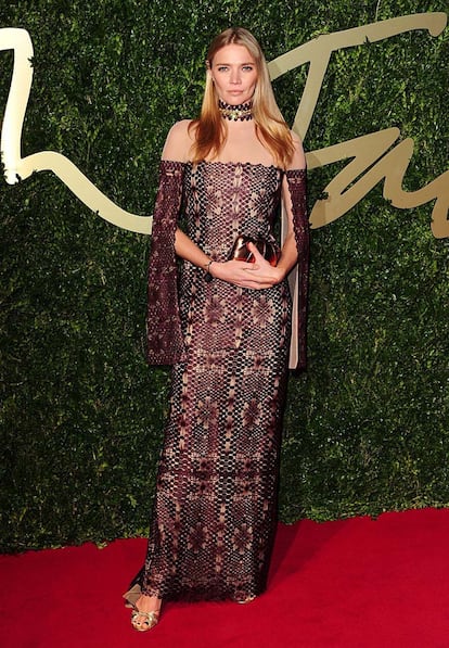 La modelo Jodie Kidd, con un vestido de Marios Schwab.