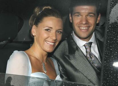 Ballack y su esposa.