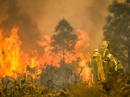 Incendio en Galicia durante la ola de fuegos en la que apareció el cadáver.
