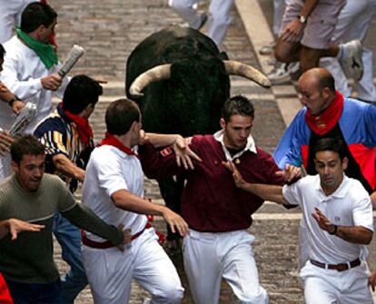 El encierro, en la calle Estafeta.