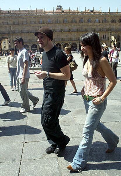 Juan Aguirre y Eva Amaral, ayer en Salamanca.