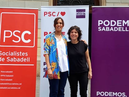 Marta Farrés (izquierda) y Marta Morell, este viernes en la presentación del pacto. 