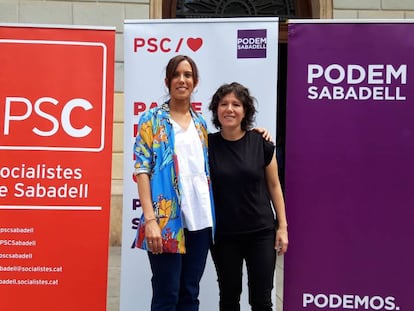 Marta Farrés (izquierda) y Marta Morell, este viernes en la presentación del pacto.