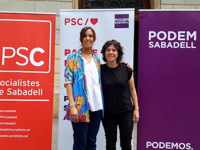 Marta Farrés (izquierda) y Marta Morell, este viernes en la presentación del pacto. 