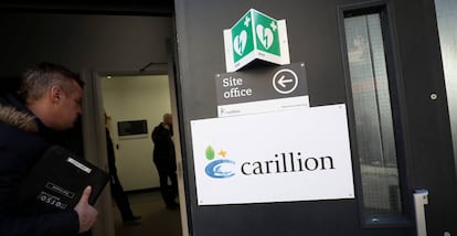 Logotipo de Carillion, en una obra de la constructora en Londres.