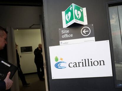 Logotipo de Carillion, en una obra de la constructora en Londres.