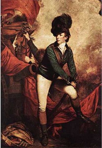 Banastre Tarleton, con uniforme de dragón, en el célebre retrato de Reynolds.