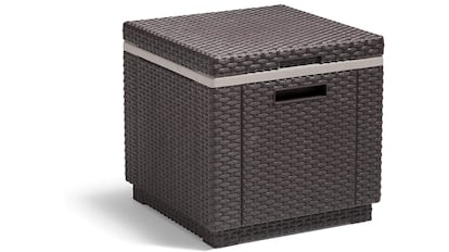 Mesa nevera compacta para el jardín con diseño de cubo y disponible en varios colores, para guardar y mantener las bebidas frías en el exterior del hogar