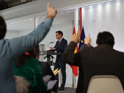 El presidente del Gobierno, Pedro Sánchez, este miércoles en la presentación del informe de rendición de cuentas de 2021.