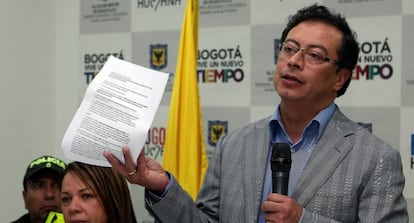 Gustavo Petro, en un acto en Bogot&aacute; este mi&eacute;rcoles.  