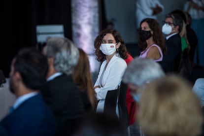 Isabel Ayuso, presidenta de la Comunidad de Madrid, en la presentación de la Oficina del Español y el próximo festival de la Hispanidad 2021.