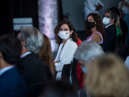 Isabel Ayuso, presidenta de la Comunidad de Madrid, en la presentación de la Oficina del Español y el próximo festival de la Hispanidad 2021.