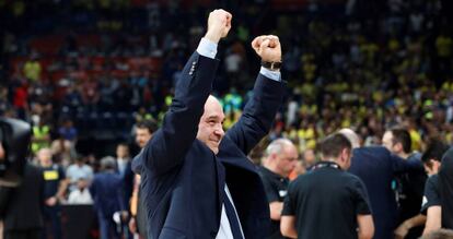 Laso celebra el triunfo en la Euroliga.