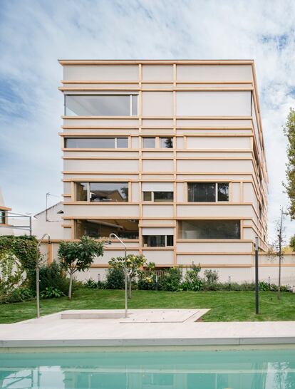 Fachada del edificio madrileño construido por el estudio SUMA.