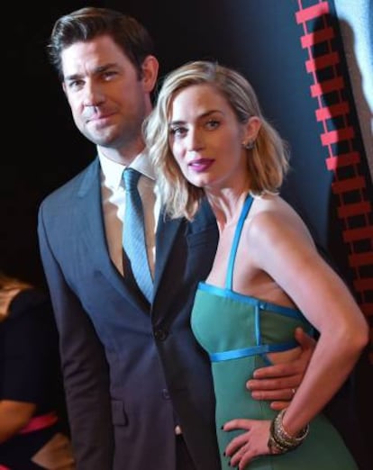 Emily Blunt y su marido, el actor John Krasinski, en el estreno de la última película de la intérprete en Nueva York.