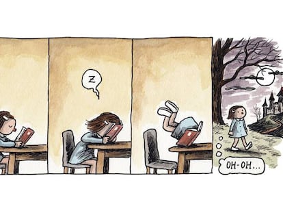 El peligro de quedarse dormido mientras se lee un libro...