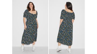 Vestido de flores con caída por debajo de la rodilla en talla grande para mujer disponible en C&A.