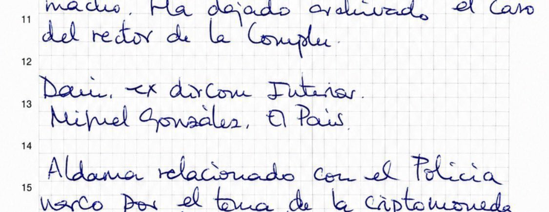 Anotación de la agenda de Leire Díez. 