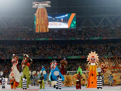 Opening ceremony of the African Cup of Nations (AFCON) at the Ebimpe Stadium in Abidjan, Ivory Coast, on January 13, 2024.