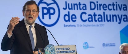 El presidente del Gobierno, Mariano Rajoy, preside la Junta Directiva del PP de Cataluña.