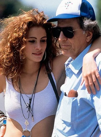 Julia Roberts con el director Garry Marshall durante el rodaje de 'Pretty Woman'.