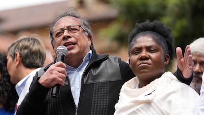 Gustavo Petro y Francia Márquez durante un mitin en Bogotá, Colombia, el miércoles 7 de junio de 2023.