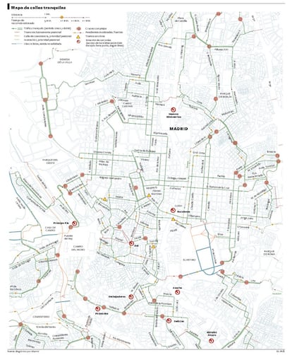 El Ayuntamiento toma este mapa de Madrid, elaborado por el blog 'En bici por Madrid', para su plan para bicicletas