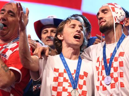 Modric junto a Kovacic, en Zagreb tras el Mundial.